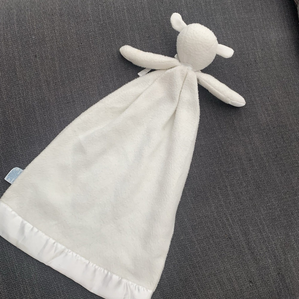Baby Boyds Collection White Lamb Satin Trim & Heart Security Blanket/Lovey - Picture 5 of 5